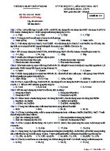 Kỳ thi học kì 1, năm học 2016 - 2017 môn Hóa học 9 - Mã đề thi 134